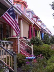 Colorful Baltimore rowhomes.